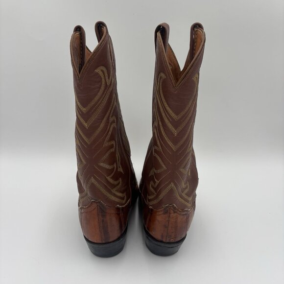Tony Lama Real Eel Leather Cowboy Boots Brown Men’s Size 9B Western Rodeo Ranch - Picture 5 of 14
